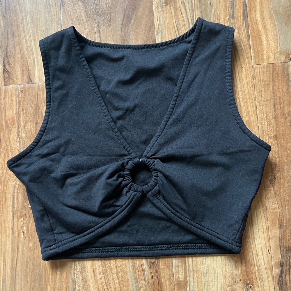 Forever 21 Black Sleeveless Cut Out Crop Top
